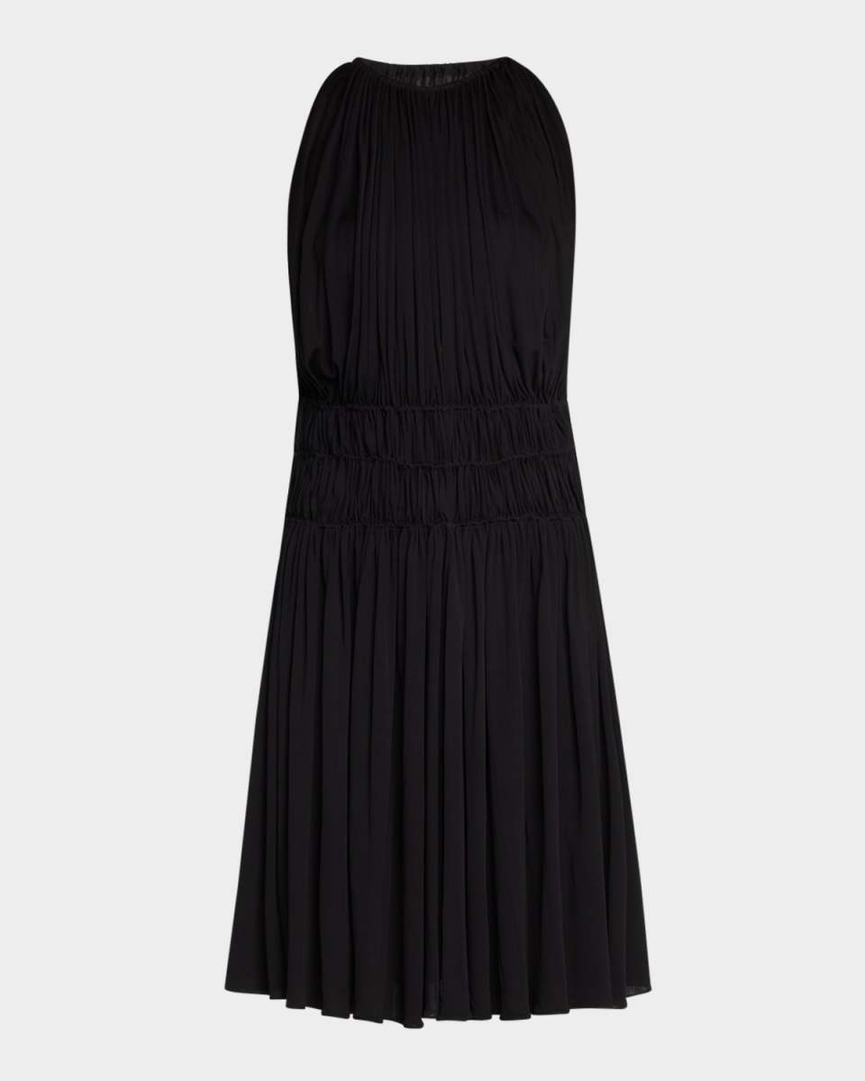 Ruched Sleeveless Fit-&-Flare Dress
